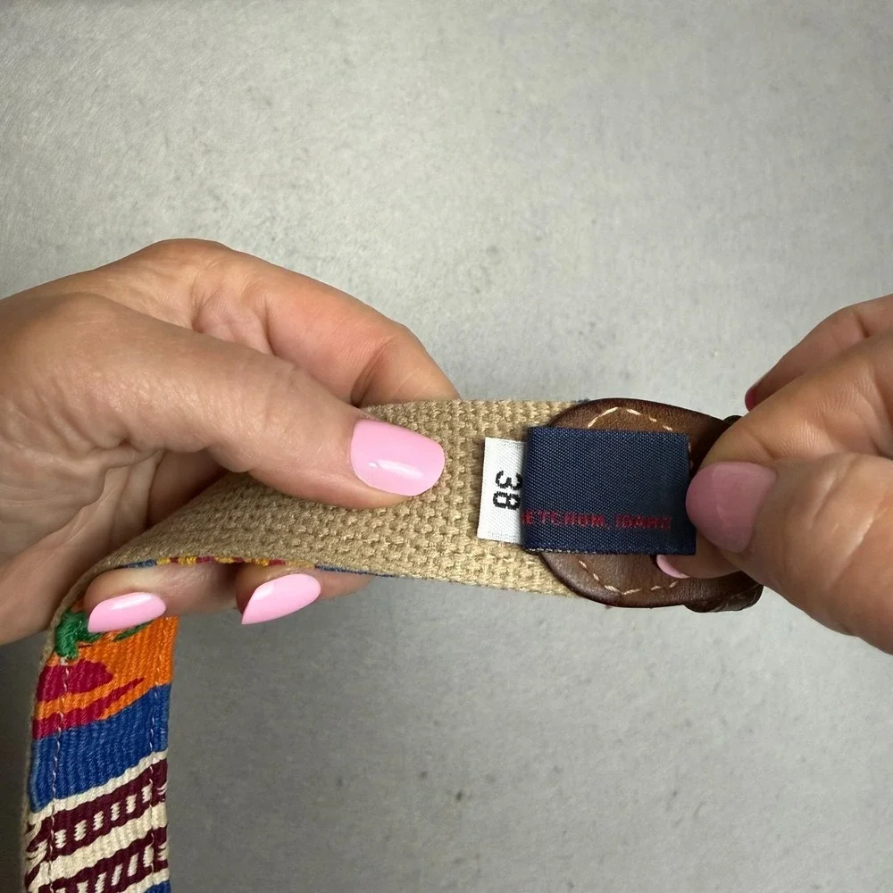 A Tail We‎ Could Wag Southwestern Serape Woven Belt Multicolor Cactus Sz 38
